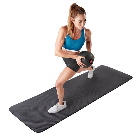 Non Slip Yoga Mat - Black - 72"x24"  1/2" Thick Fitness Mat with carrying strap - Picture 3 of 13